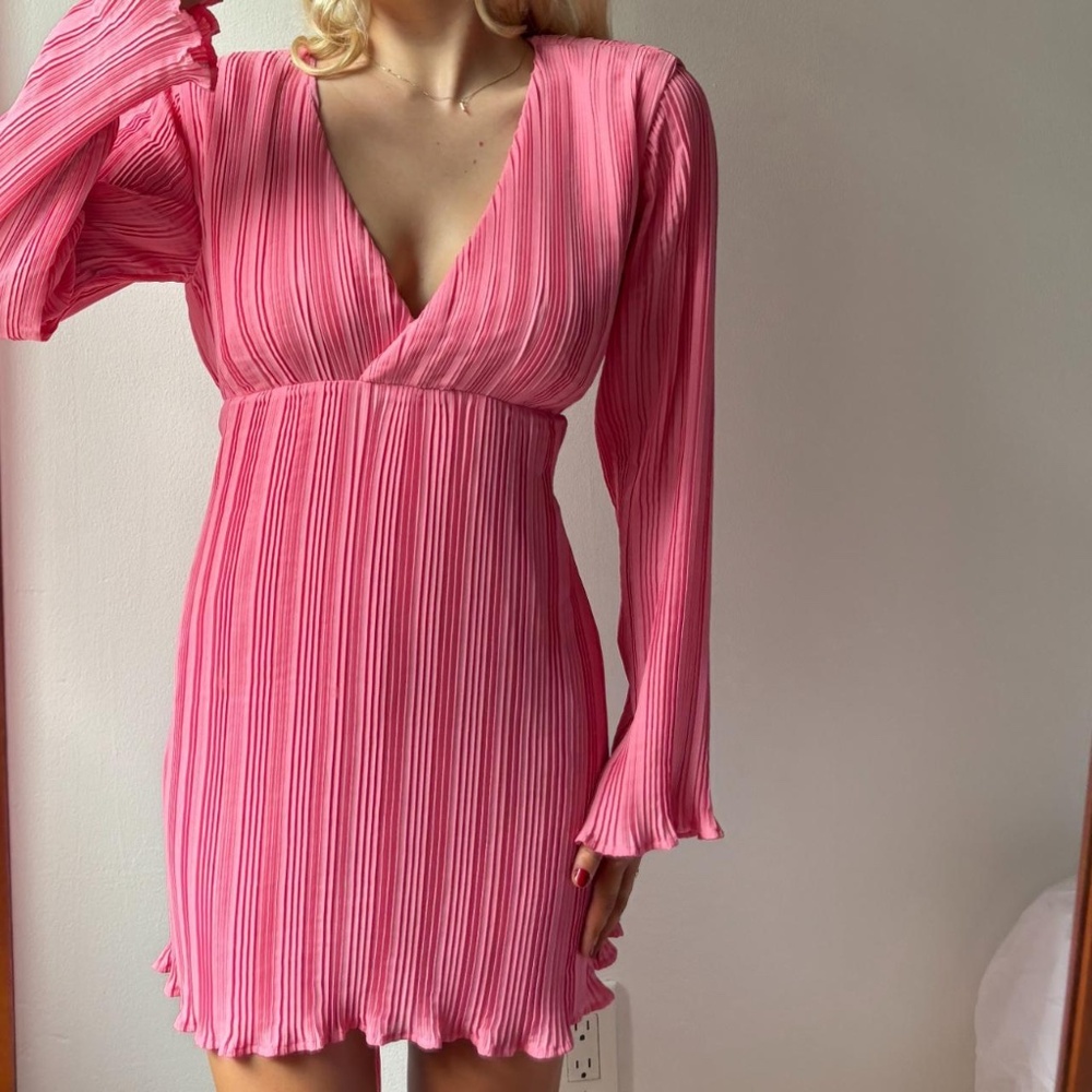 Lovers + Friends Pink Pleated Mini Dress
